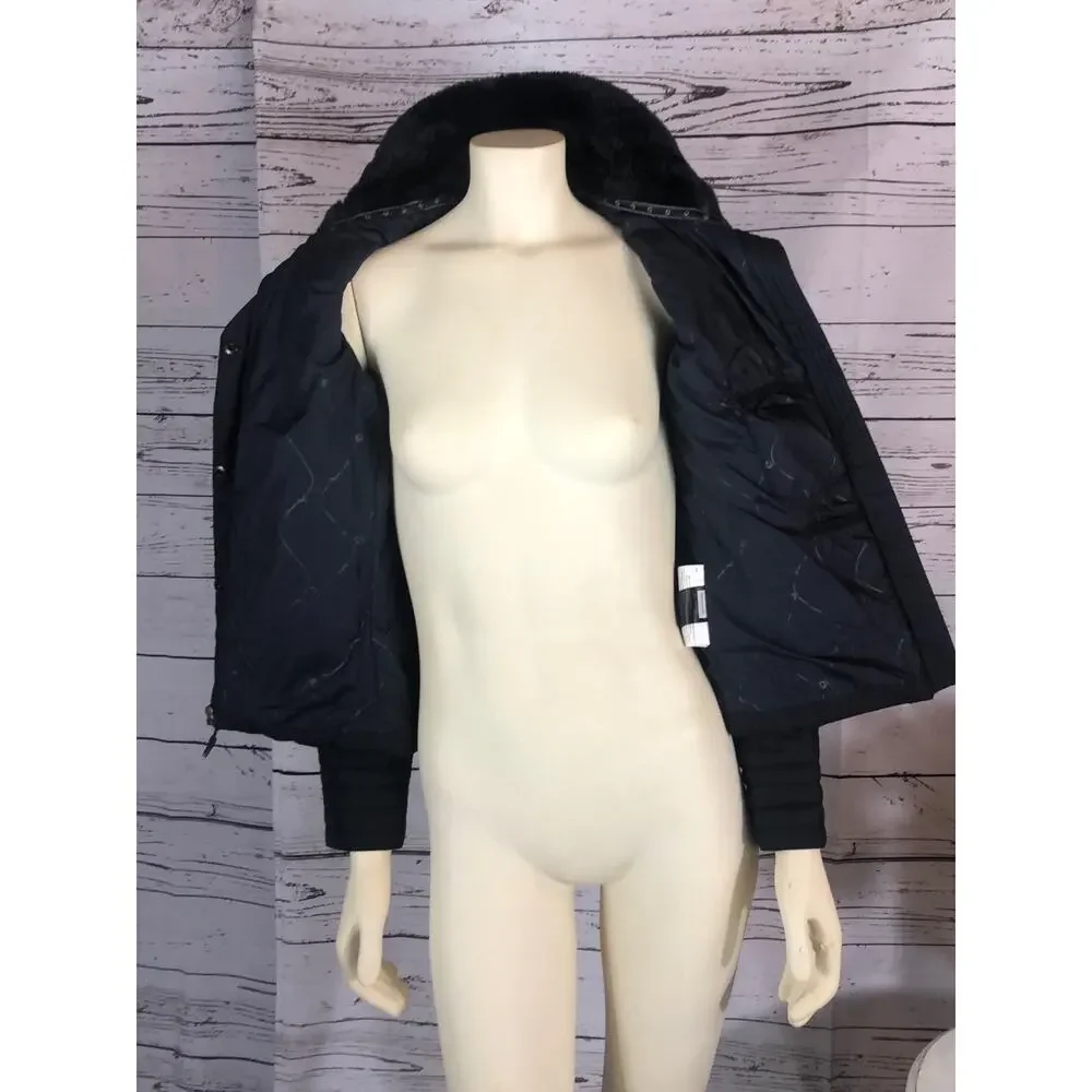 Marmot “St Moritz” Black Quilted Puffer Coat with faux Fur Collar size small